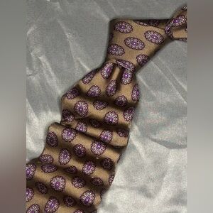 Men’s Burberry London Vintage Brown Purple Geometric Silk Necktie Designer Tie